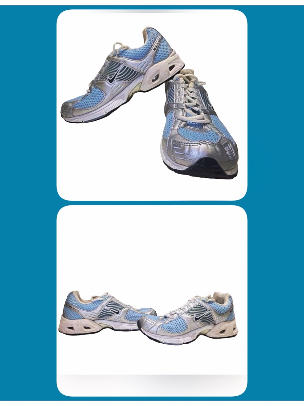 Nike Air Max Women's Running Sneakers | Silver Blue Mesh Size 9.5 | Y2K Trainer